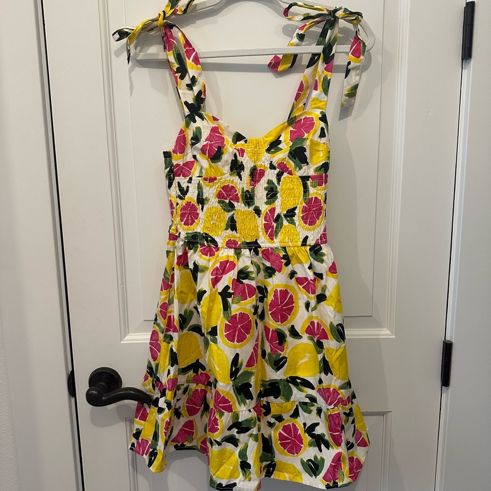 NEW Aqua Lemon Print Sundress, Size Small - Picture 2 of 5